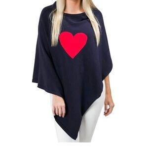 Poncho Navy with Cable Knit Red Heart